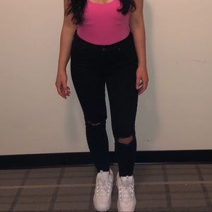 Black skinny high rise jeans
